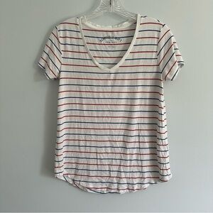 American Eagle Seriously Soft Red white and blue striped t-shirt size small